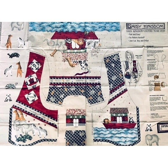 VTG Daisy Kingdom Noah's Ark Adult Cut & Sew Vest Panel Sz 8-18 - Picture 1 of 2